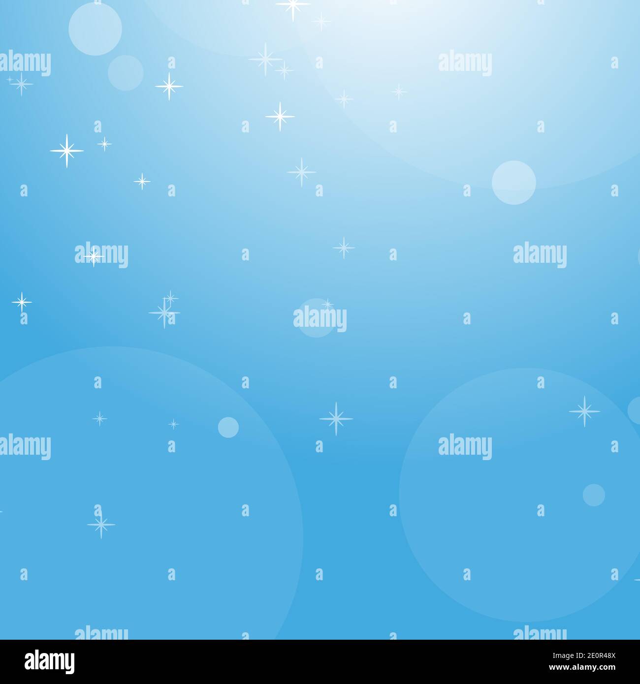 Color abstract background of blue sky with bokeh and stars. Simple flat ...