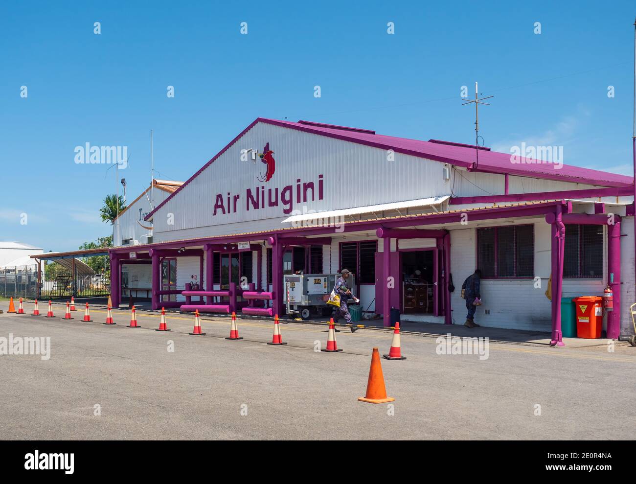 The terminal building at Madang airport in madang, the capital of the Madang province of Papua New Guinea. Stock Photo