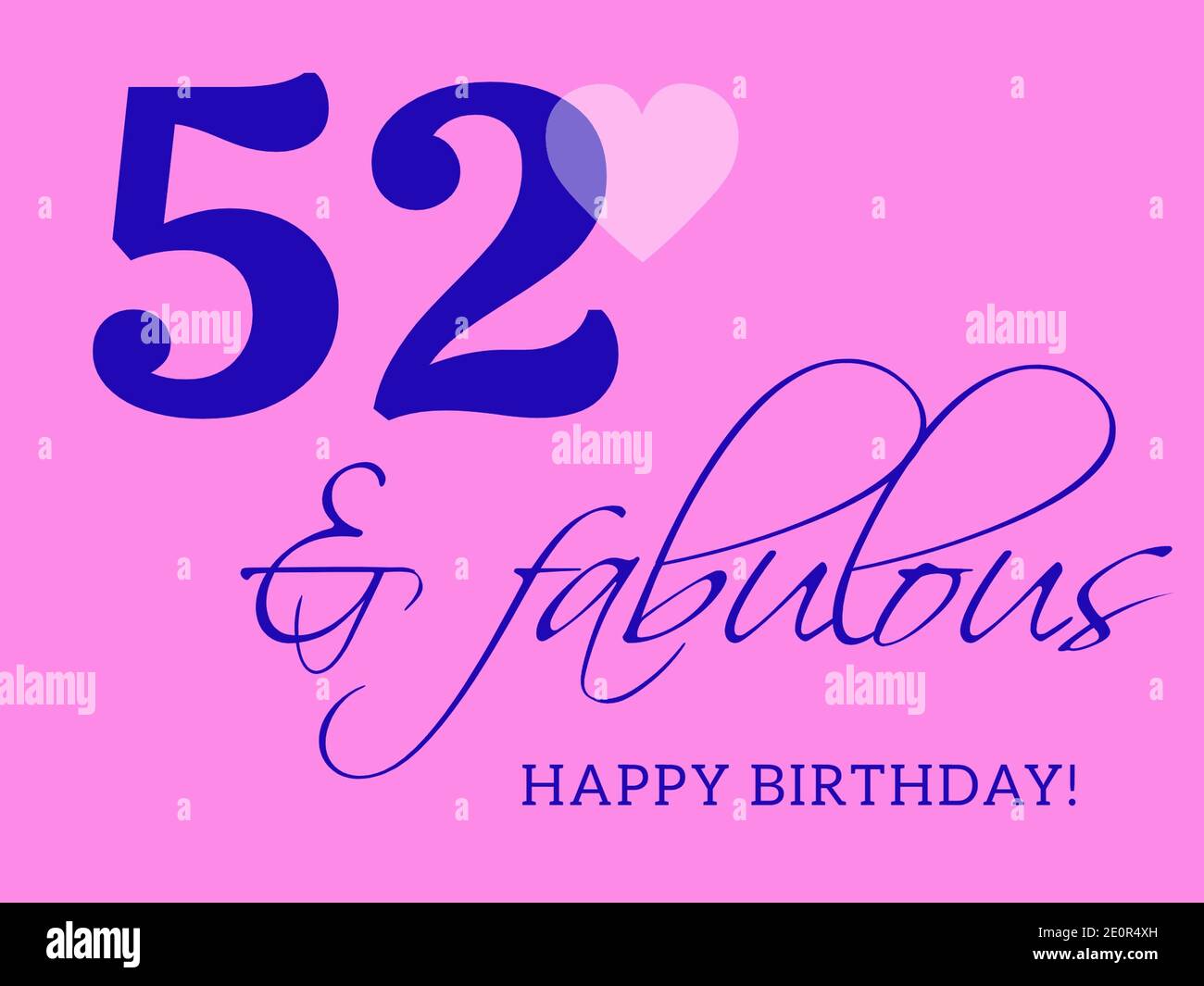 52nd happy birthday card illustration in retro style Stock Photo Alamy