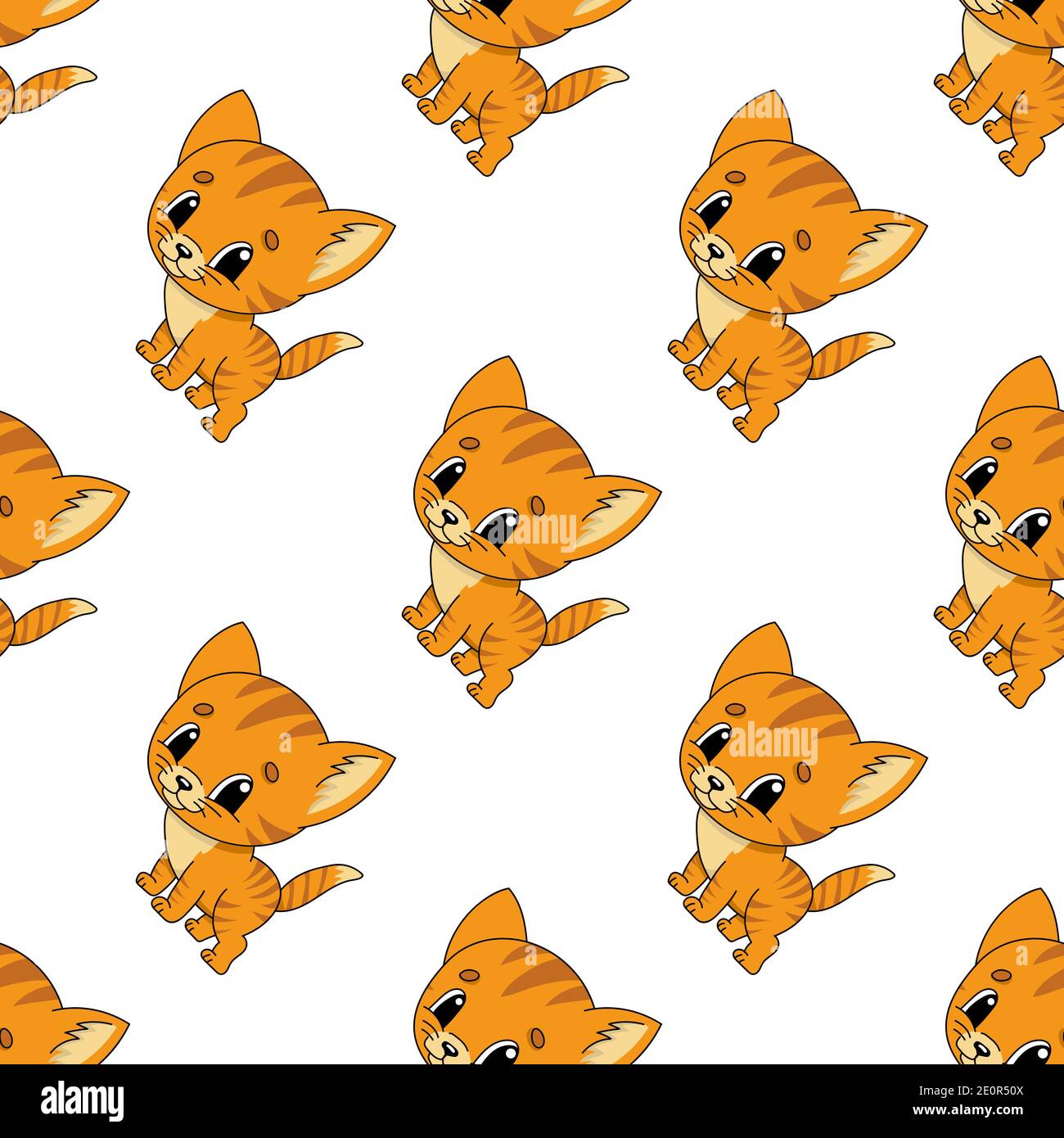 Colored seamless pattern with cute cartoon character. Simple flat ...