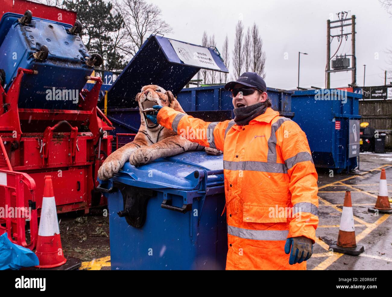 Harrogate, UK. 02nd Jan, 2021. Staff at the Harrogate Recycling Centre