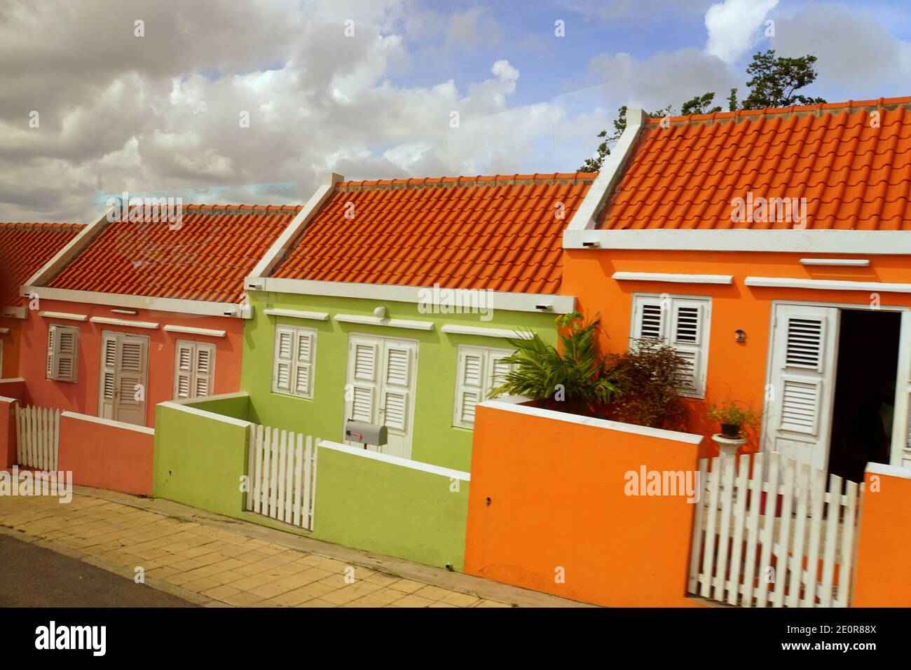 Willemstad, Curacao November 16, 2018 The colorful small houses in