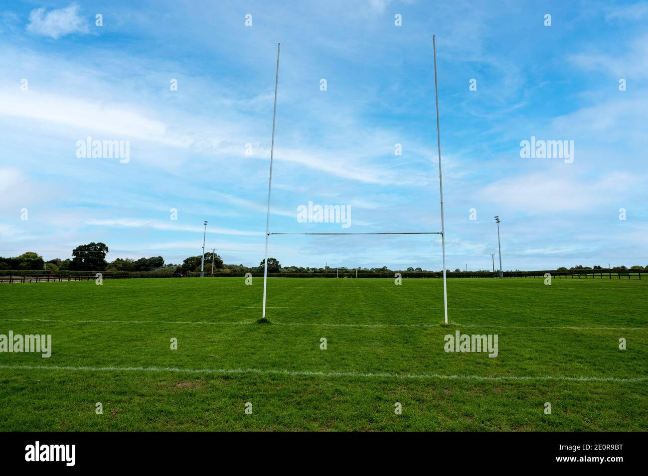 Empty rugby field UK Stock Photo