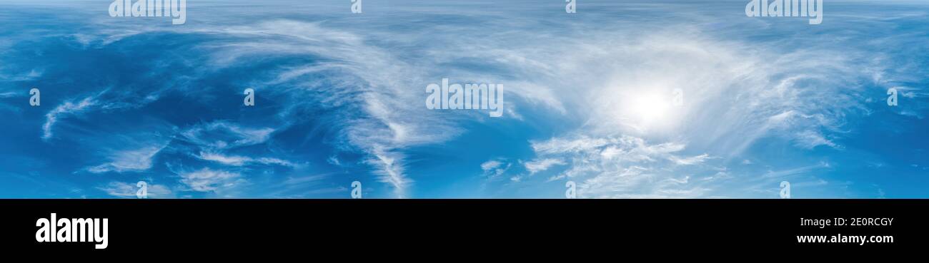 Blue sky with light clouds Seamless panorama in spherical ...
