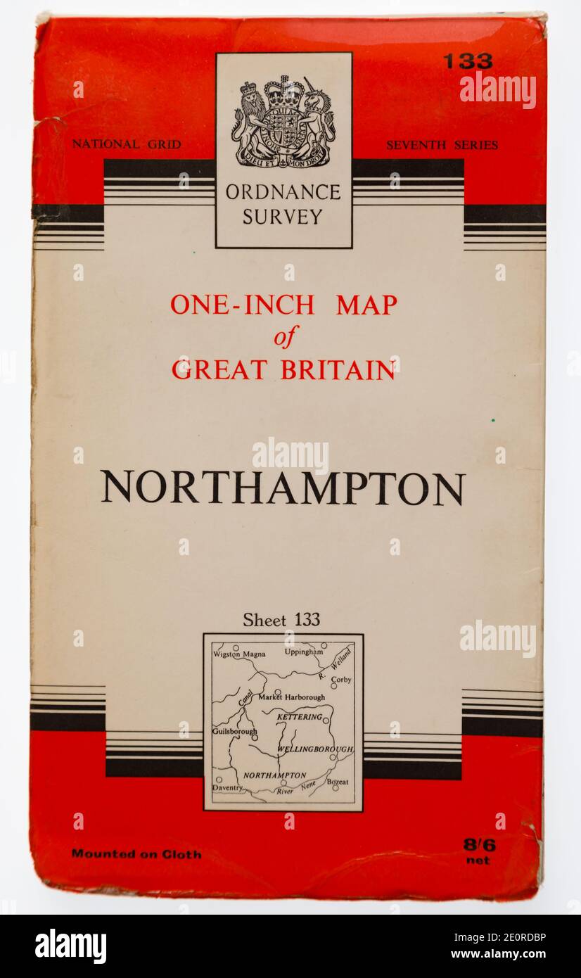 Cover page Old Ordnance Survey map of Northampton, England. Seventh series. 1960. Stock Photo