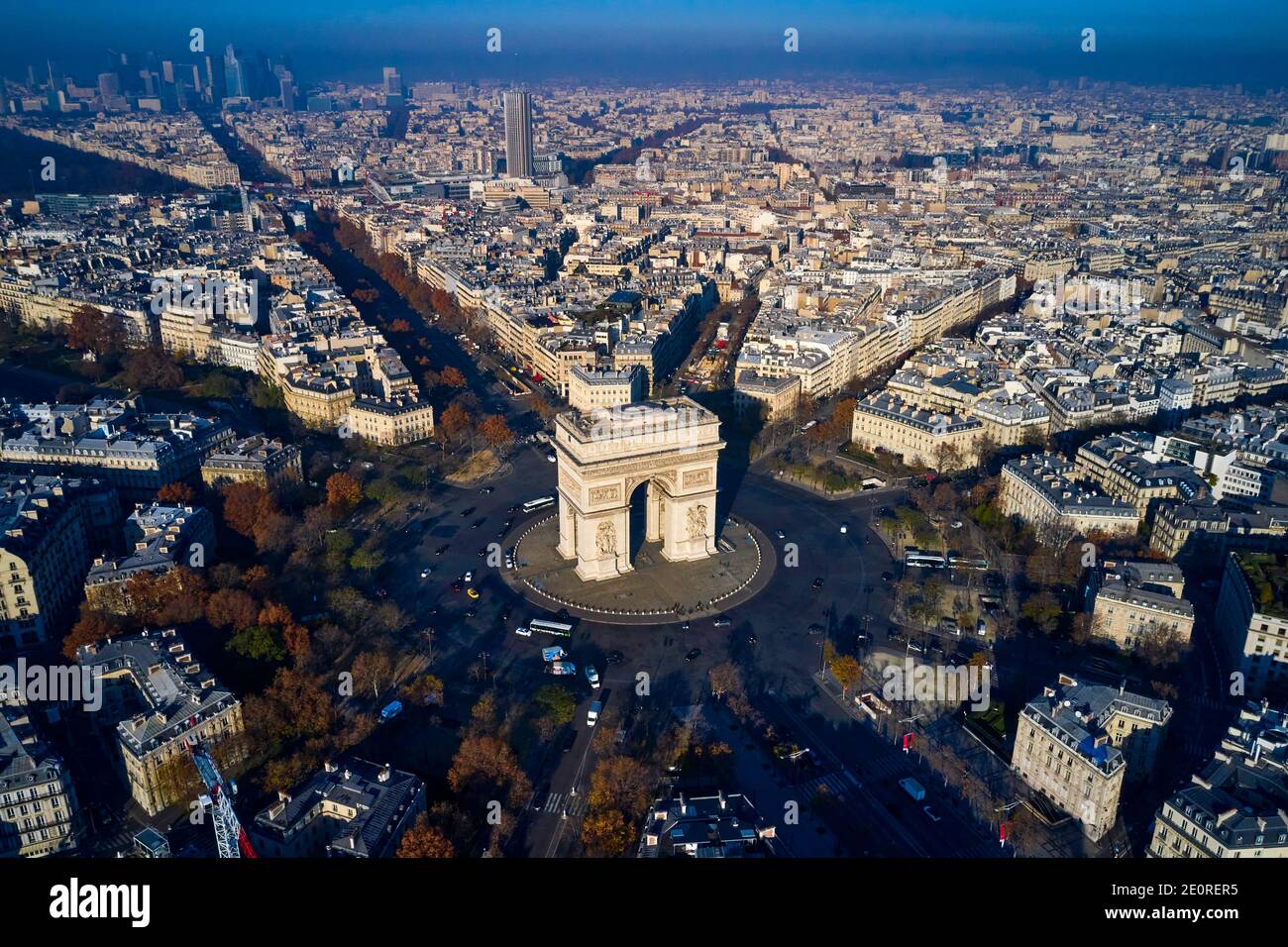 France, Paris (75), place Charles de Gaulle or de l'Etoile, and the Arc de Triomphe Stock Photo
