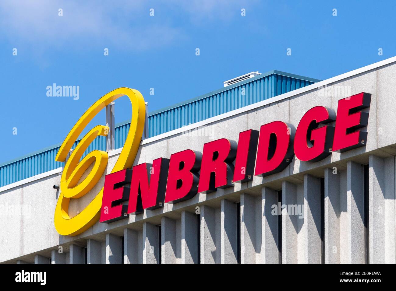 Enbridge company sign on top of a building in Toronto, Canada 