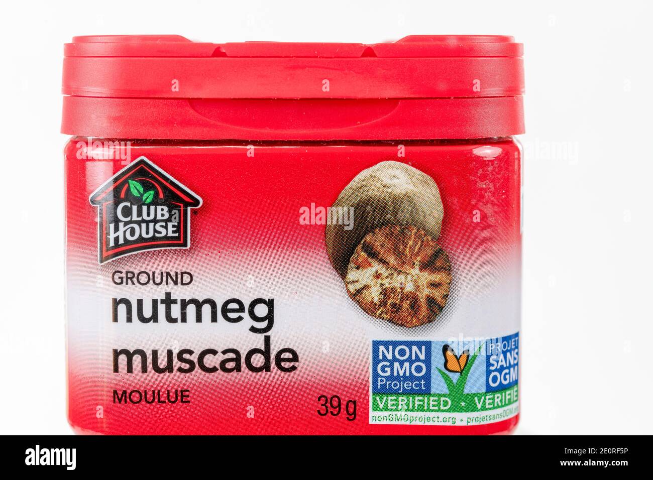 In this photo illustration, a front view of a small container with