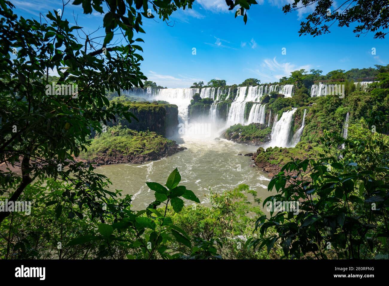 View of Iguazu Falls, One of the Seven New Wonders of Nature, in Brazil and Argentina Stock Photo