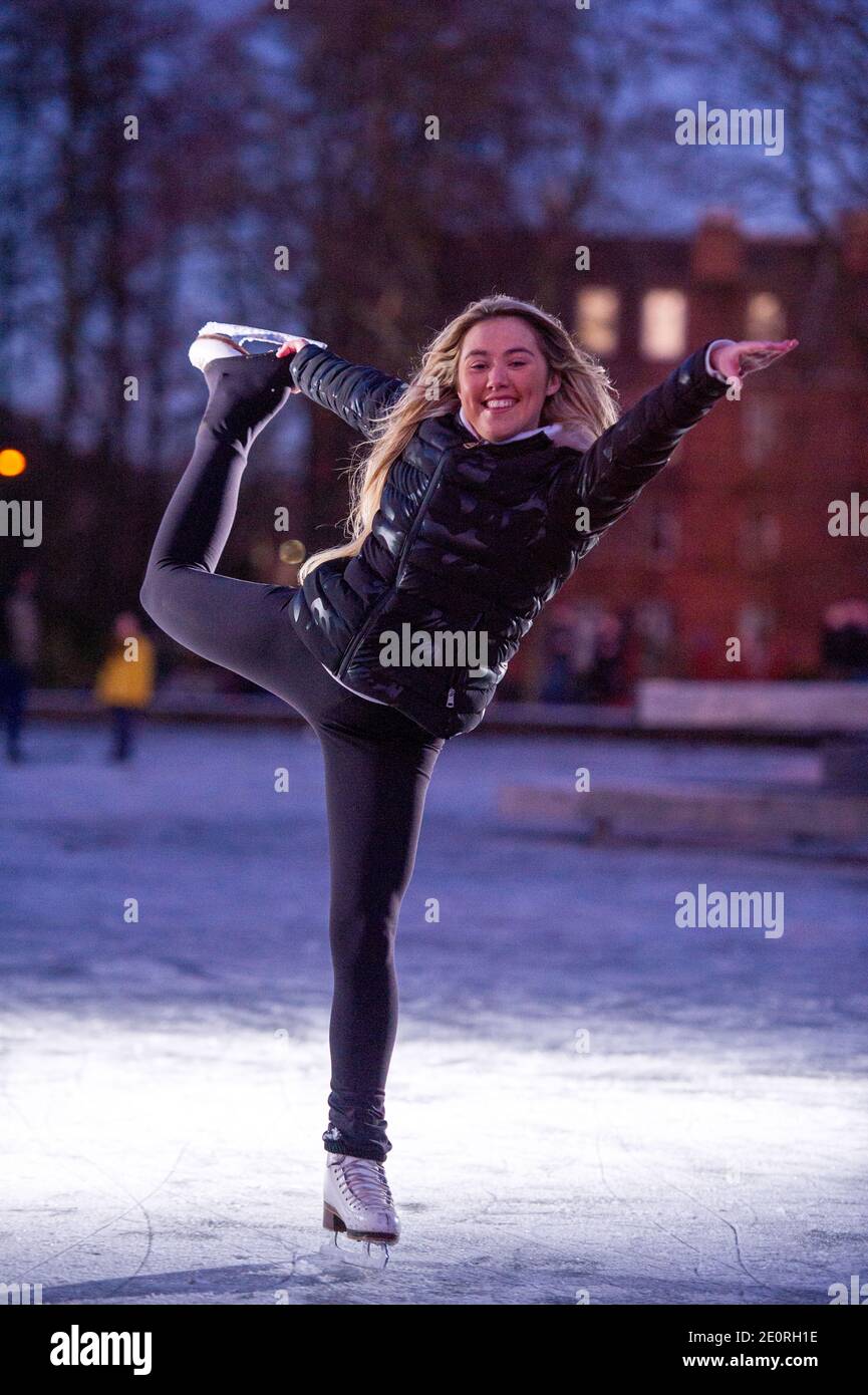 Ice skaters take to ice on frozen pond hires stock photography and