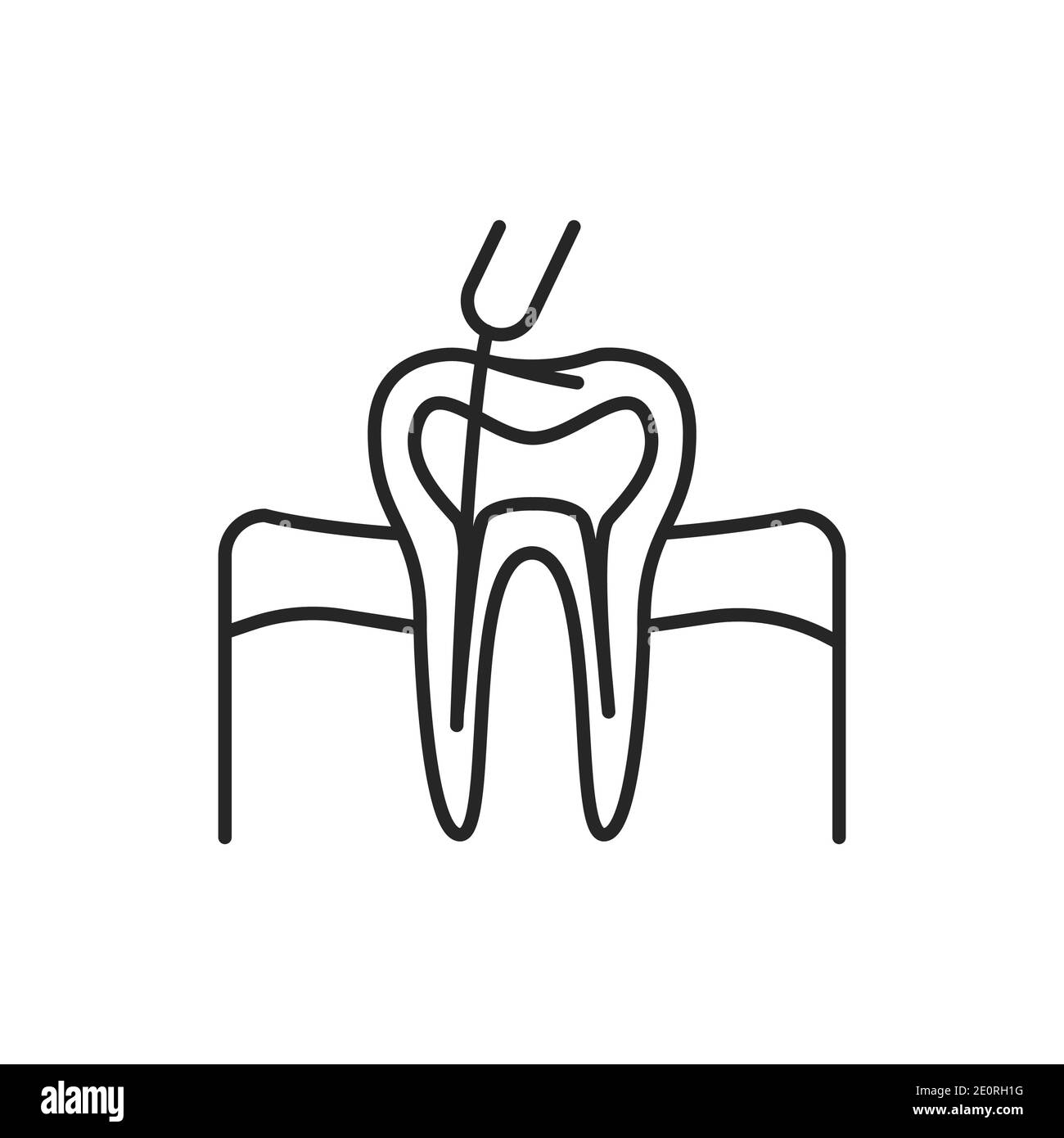 Teeth canal treatment color line icon. Pictogram for web page, mobile app, promo. Editable stroke. Stock Vector