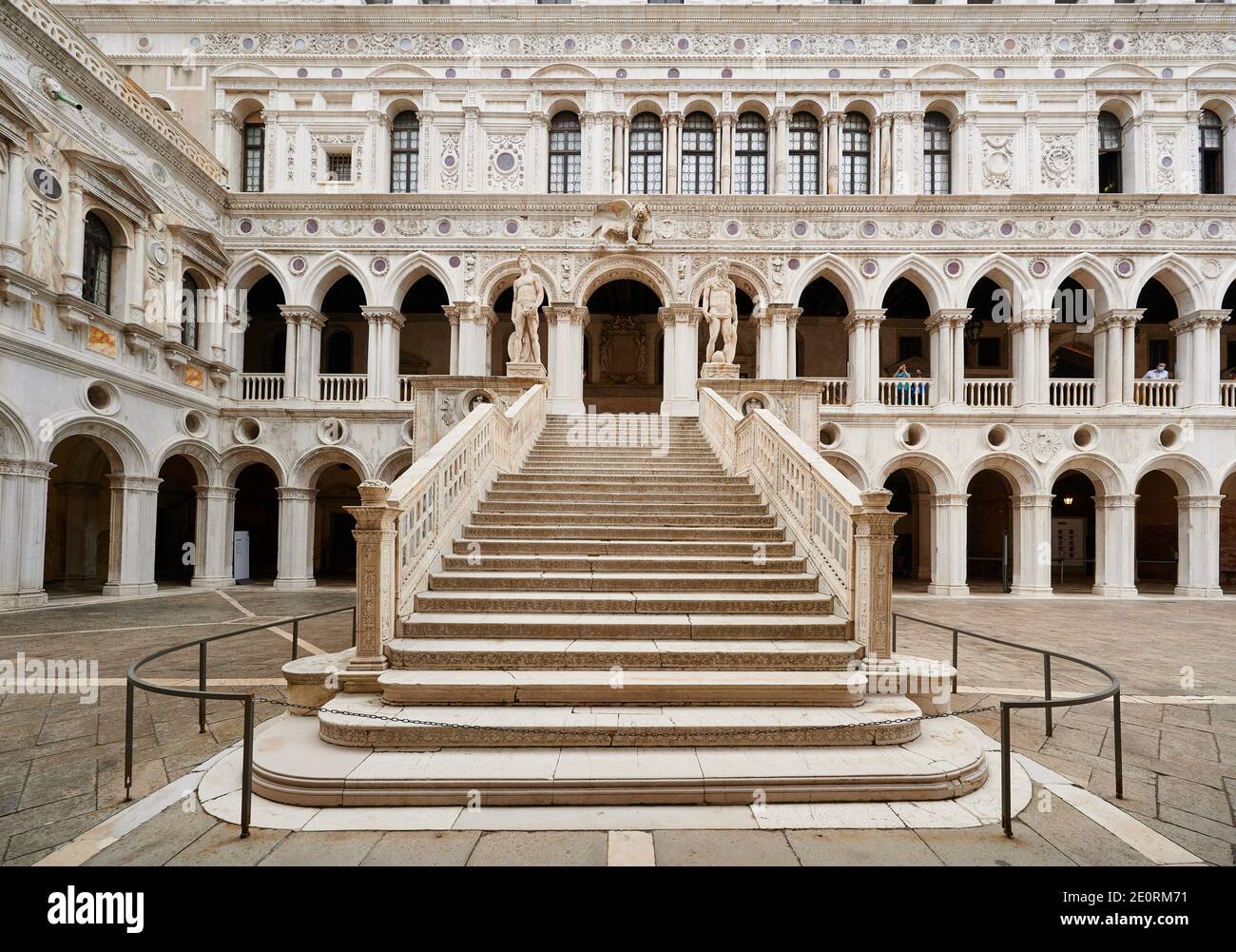 inner courtyard of Doge's Palace, Palazzo Ducale with staircase Scala dei Giganti, Venice, Veneto, Italy Stock Photo