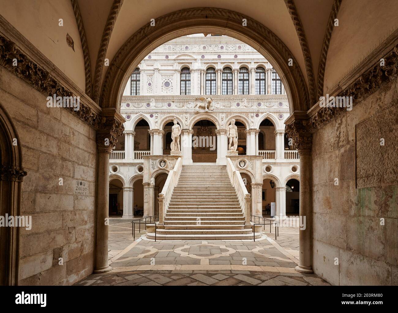 inner courtyard of Doge's Palace, Palazzo Ducale with staircase Scala dei Giganti, Venice, Veneto, Italy Stock Photo
