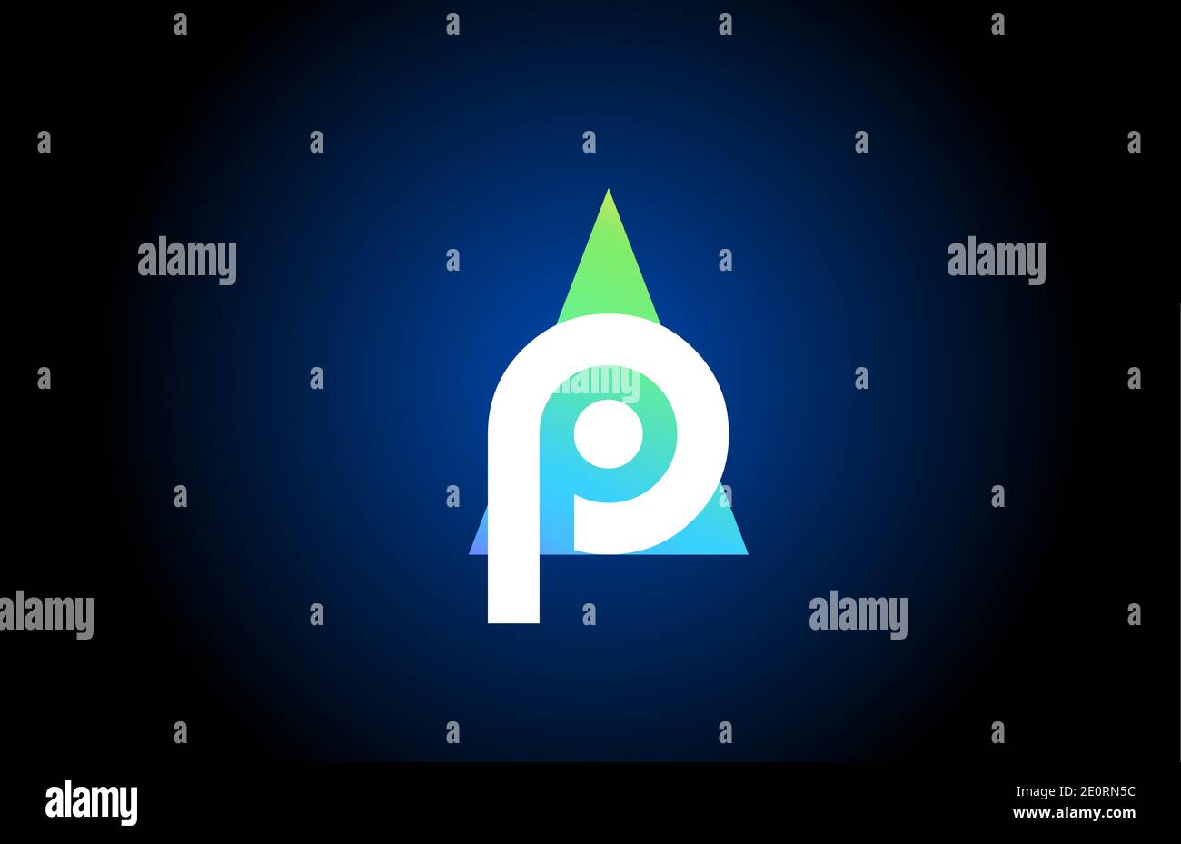 P alphabet letter logo icon for business and company. Simple green blue ...