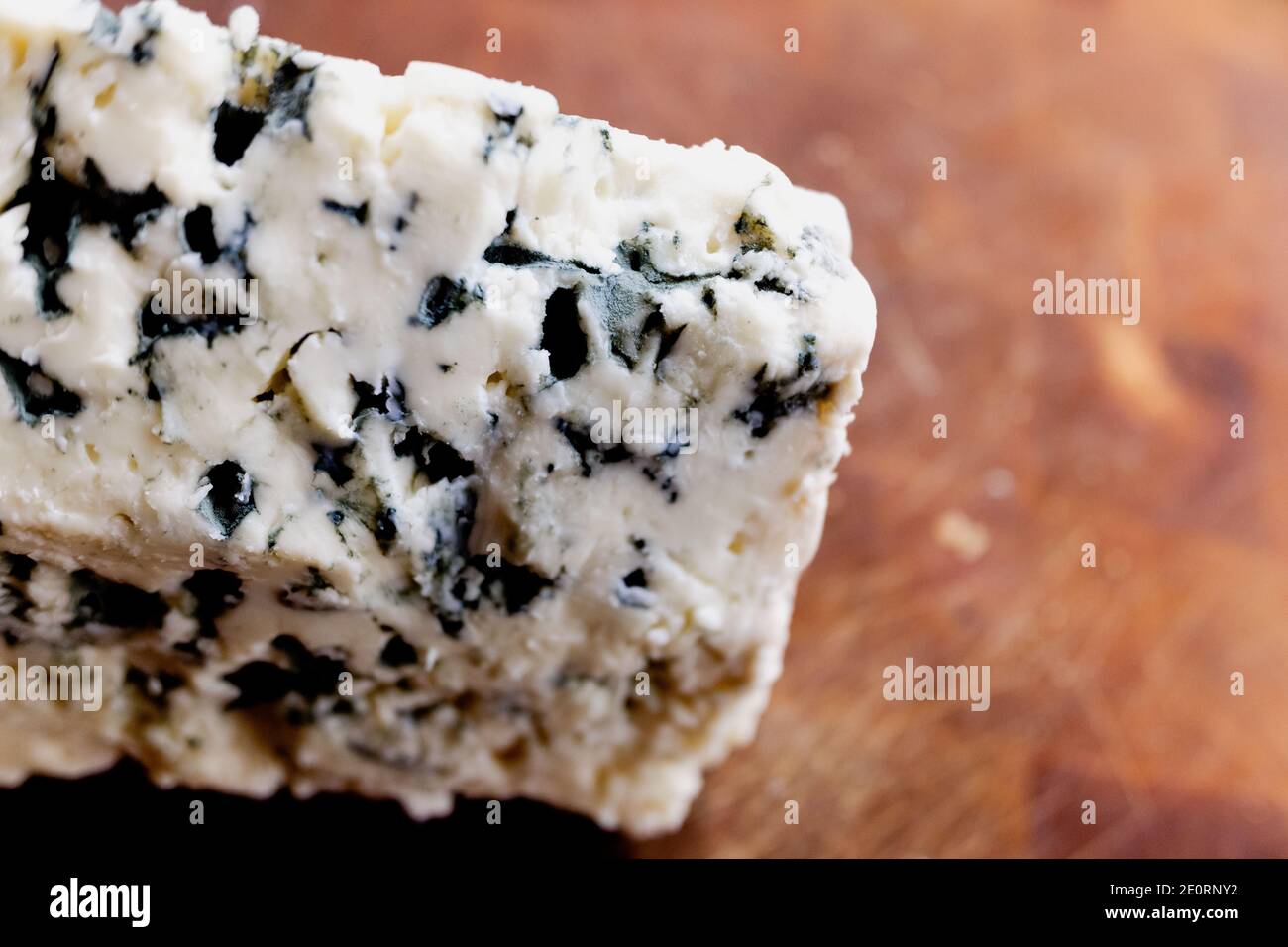 Detail of a French blue cheese of the Roquefort type, aged with fungus