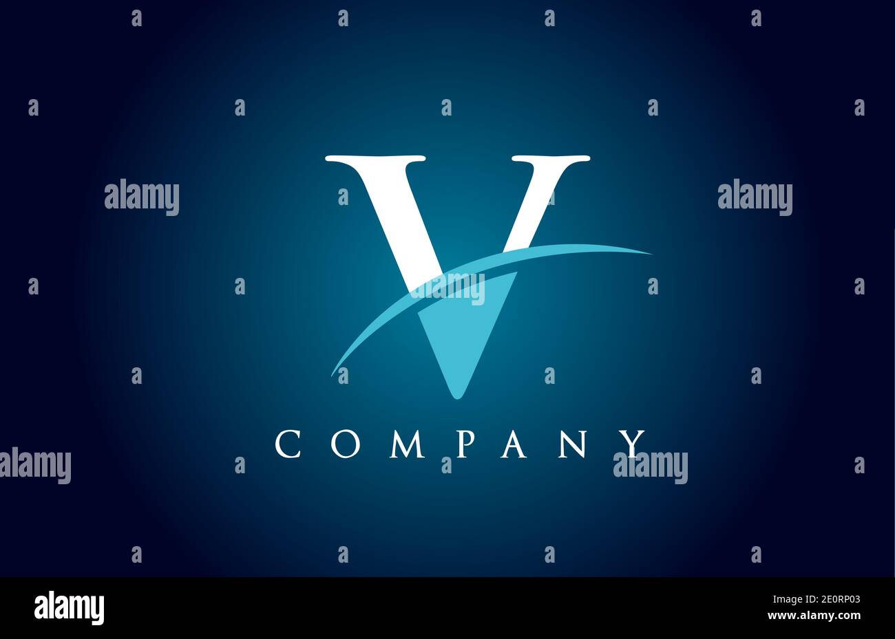V alphabet letter logo icon for company in blue and white colour ...