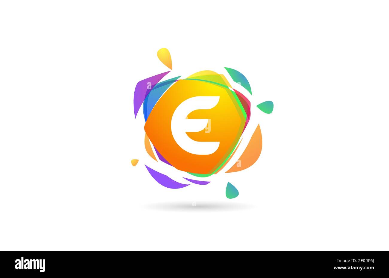 E colored alphabet letter logo icon. Creative template design with ...