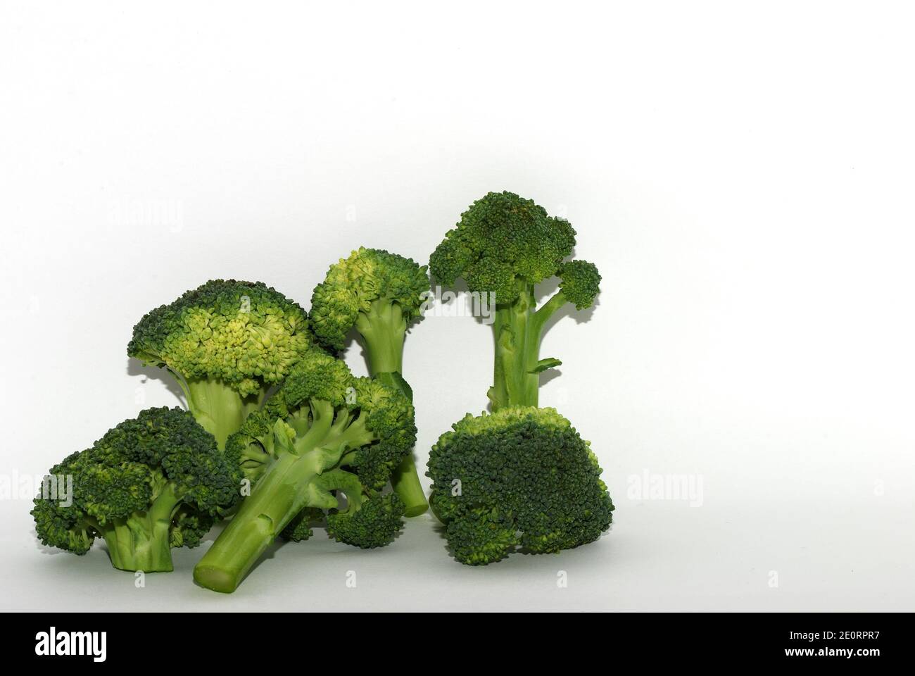 fresh green healthy brokoli vegetables on white background Stock Photo