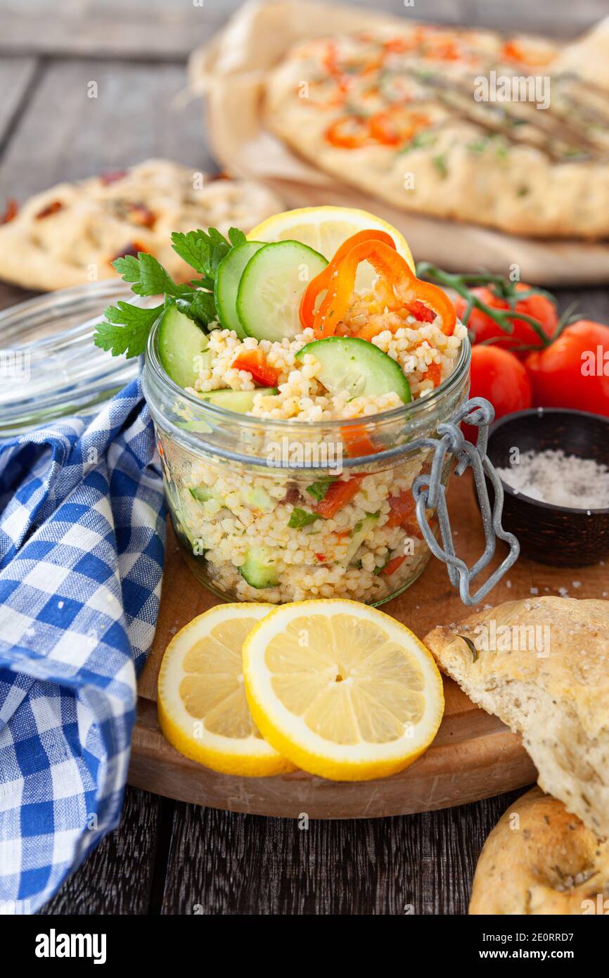 Pearl Couscous Salad Stock Photo