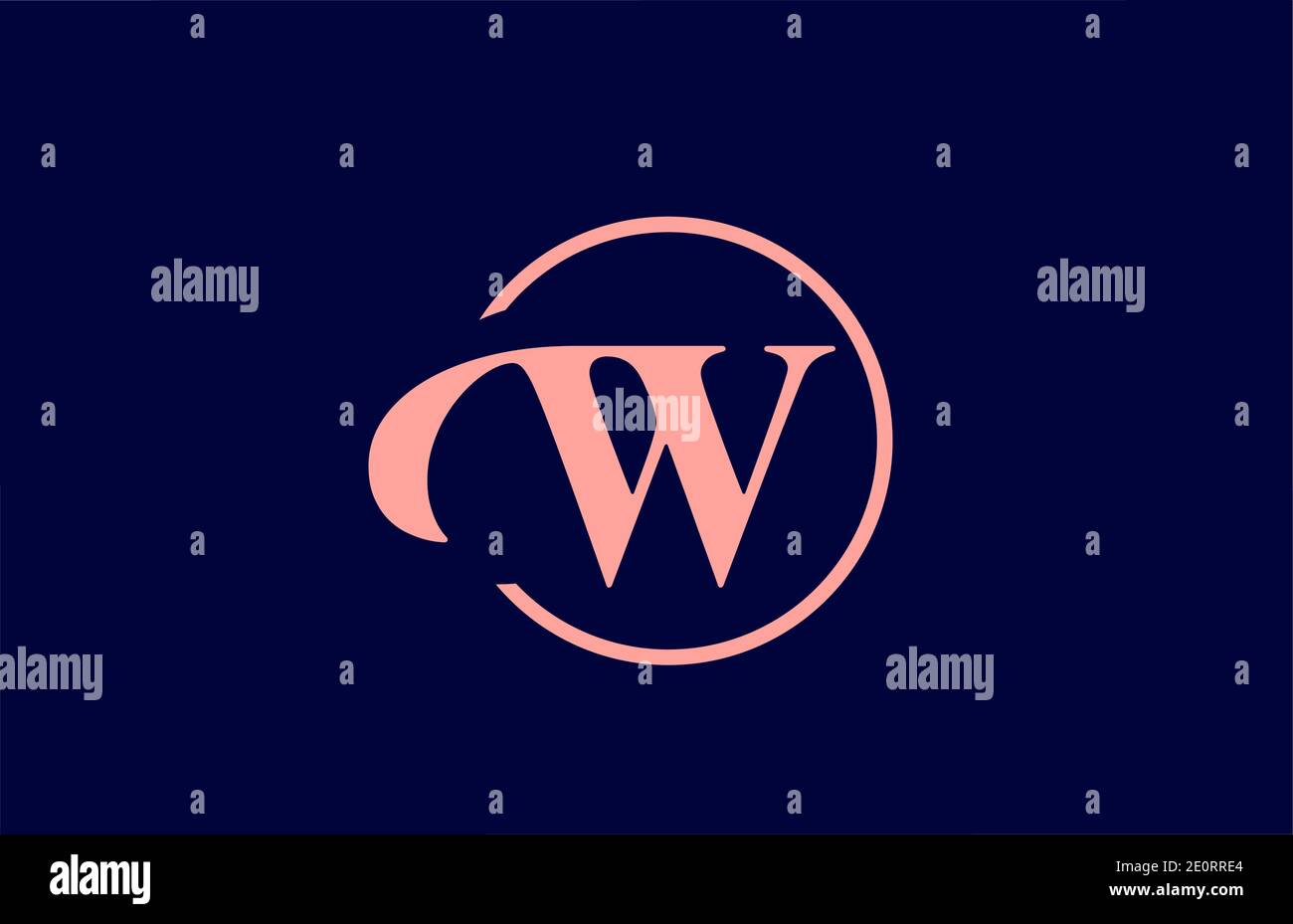 W alphabet letter logo icon in pink and blue colors. Elegant circle ...