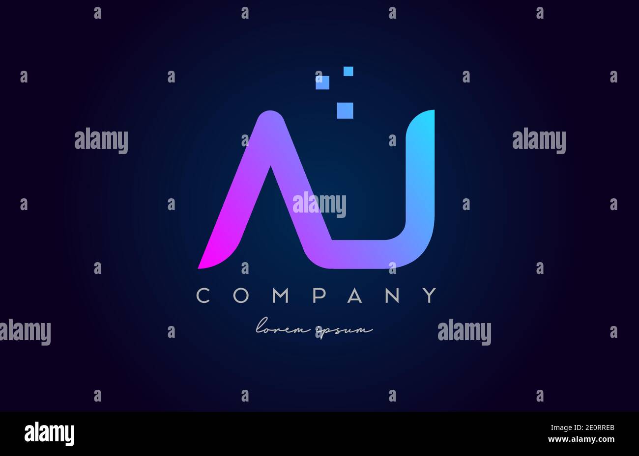 AJ A J alphabet letter logo icon combination. Creative design for company and business in pink blue colours Stock Vector