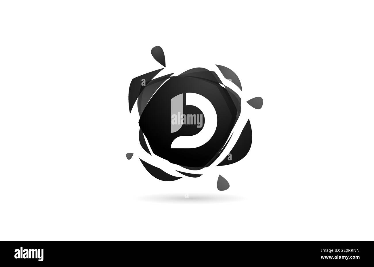 D alphabet letter logo icon. Black and white creative template design ...