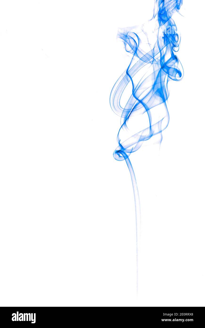blue smoke on white background with lots of turbulences Stock Photo - Alamy