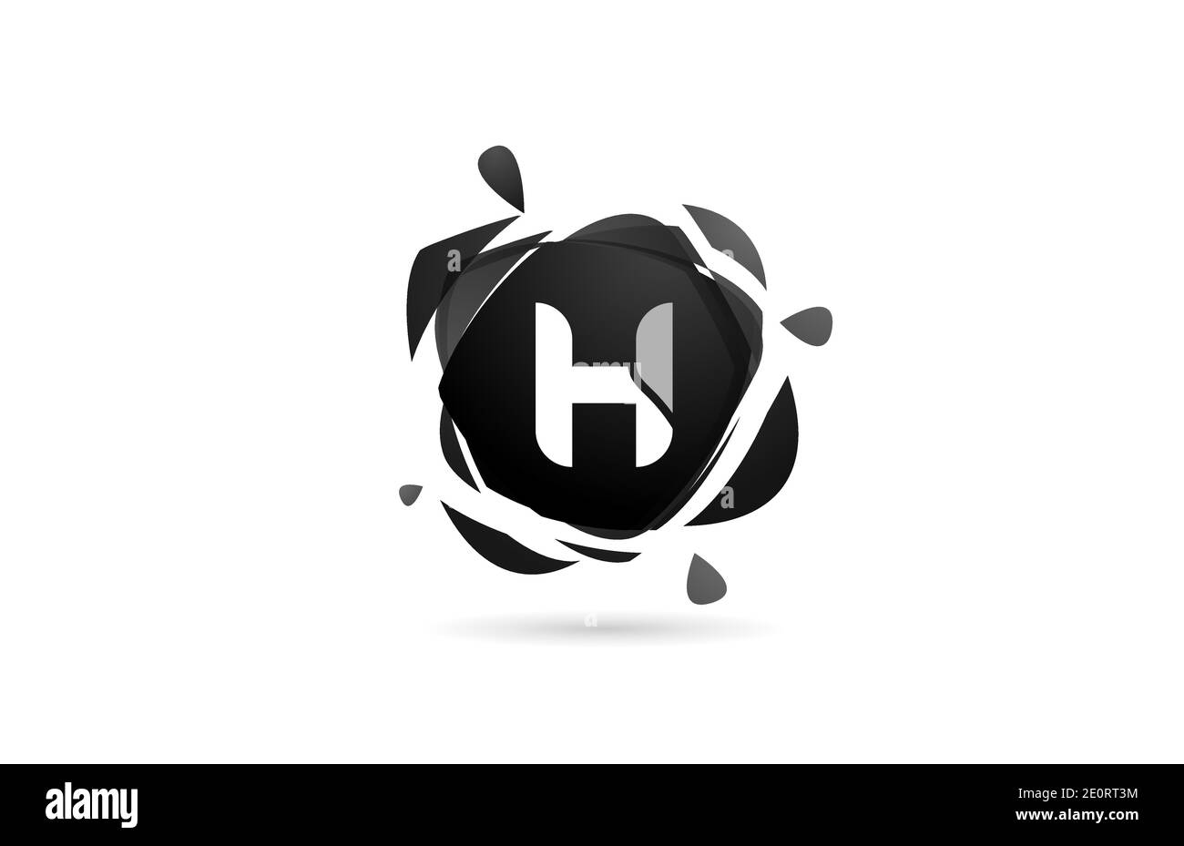 H alphabet letter logo icon. Black and white creative template design ...