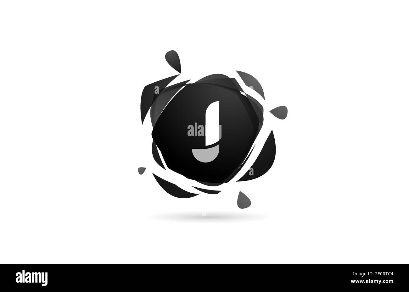 J alphabet letter logo icon. Black and white creative template design ...