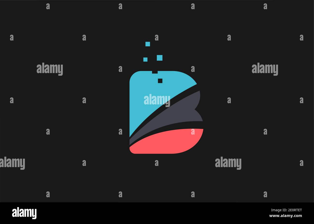 B alphabet letter logo icon with dots. Creative design in blue pink and ...