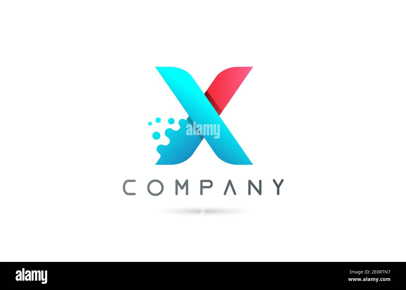 X pink blue letter logo icon with bubble shapes. Creative alphabet ...