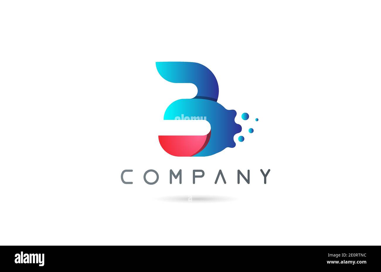 B pink blue letter logo icon with bubble shapes. Creative alphabet ...