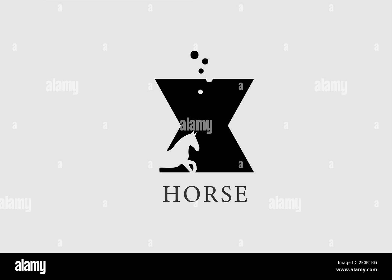 X horse alphabet letter logo icon with stallion shape inside. Creative design in black and white for company and business Stock Vector