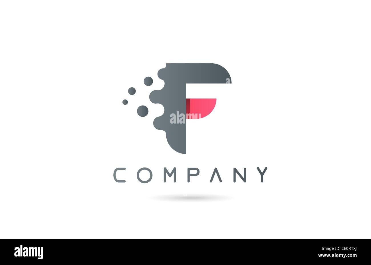 F pink grey alphabet letter logo icon with bubble shapes. Creative ...