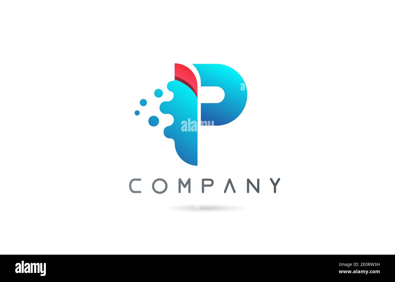 P pink blue letter logo icon with bubble shapes. Creative alphabet ...
