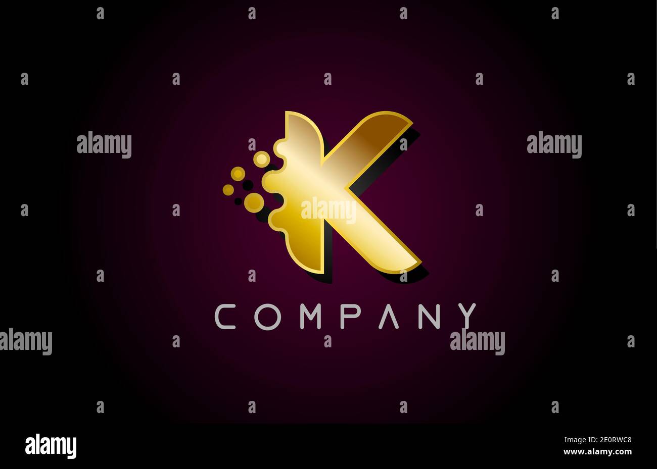 K gold golden letter logo icon. Creative alphabet design for business ...