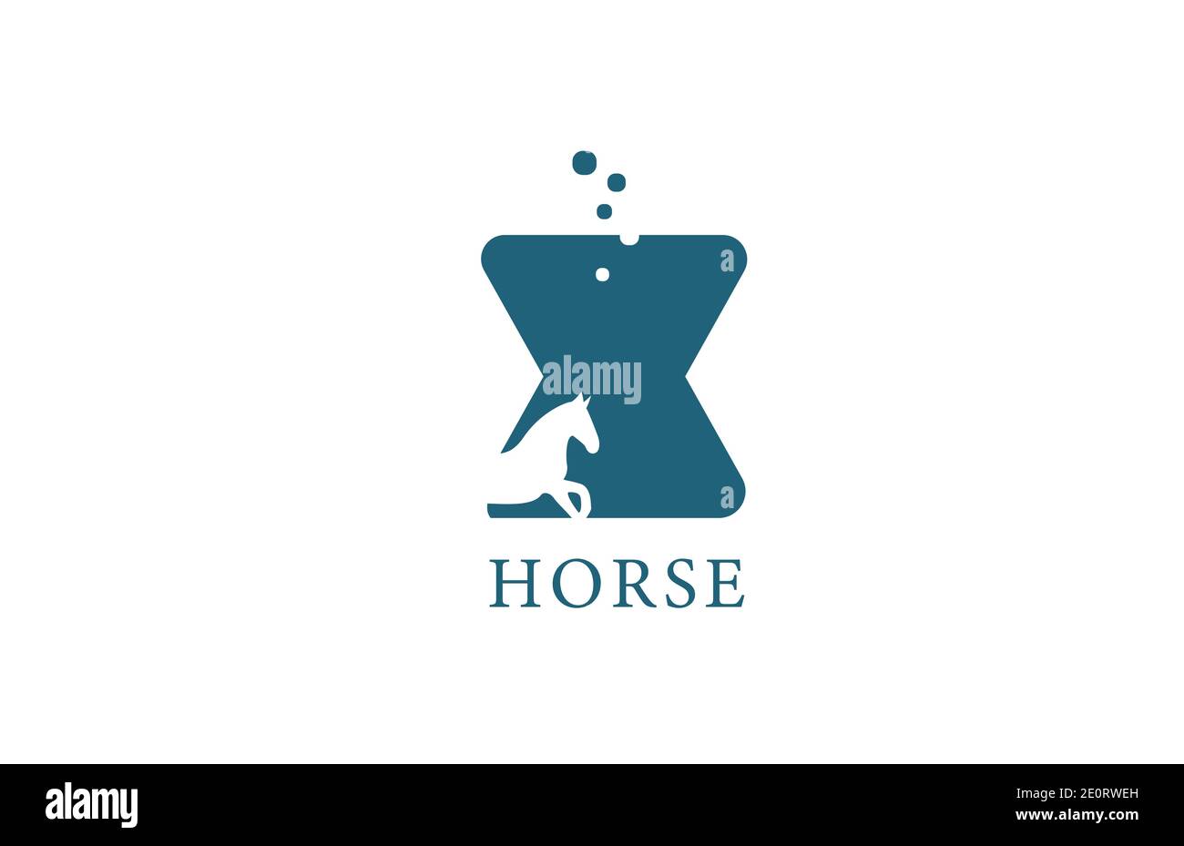 X blue white horse alphabet letter logo icon with stallion shape inside. Creative design for business and company Stock Vector