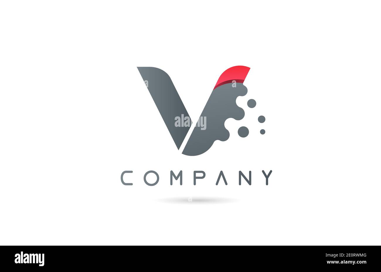 V pink grey alphabet letter logo icon with bubble shapes. Creative ...