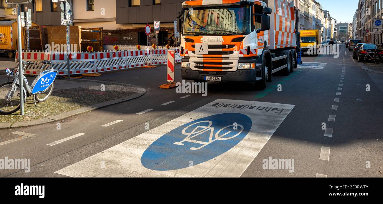 Street For Cyclists In Berlin Stock Photo