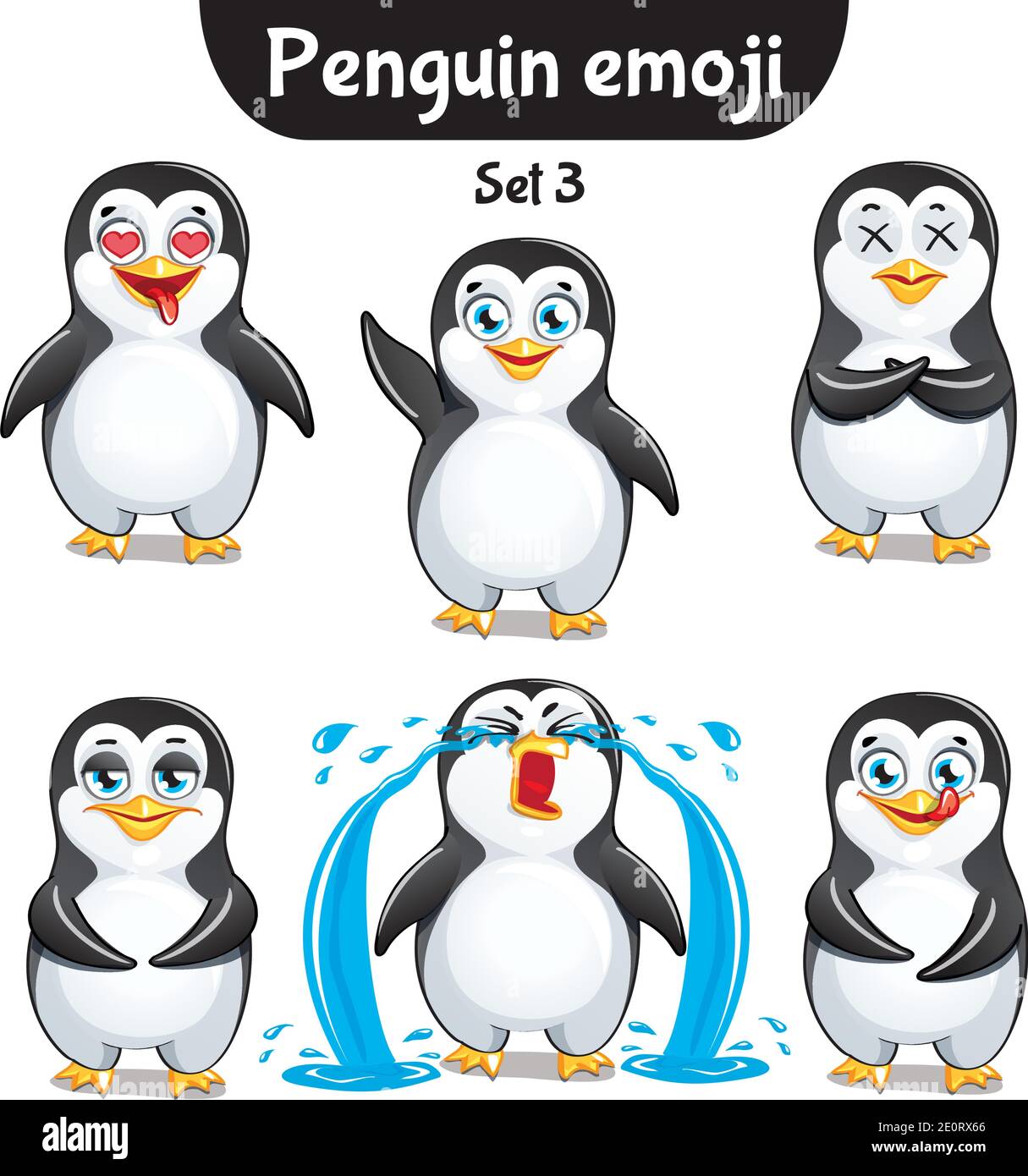 Vector set of cute penguin characters. Set 3 Stock Vector