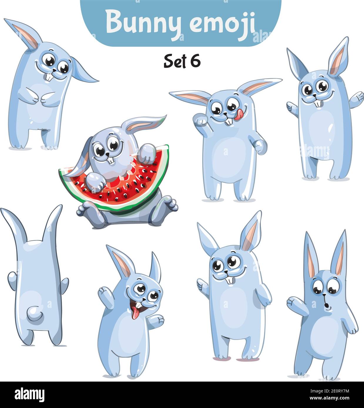 Vector set of cute rabbit characters. Set 6 Stock Vector Image & Art ...