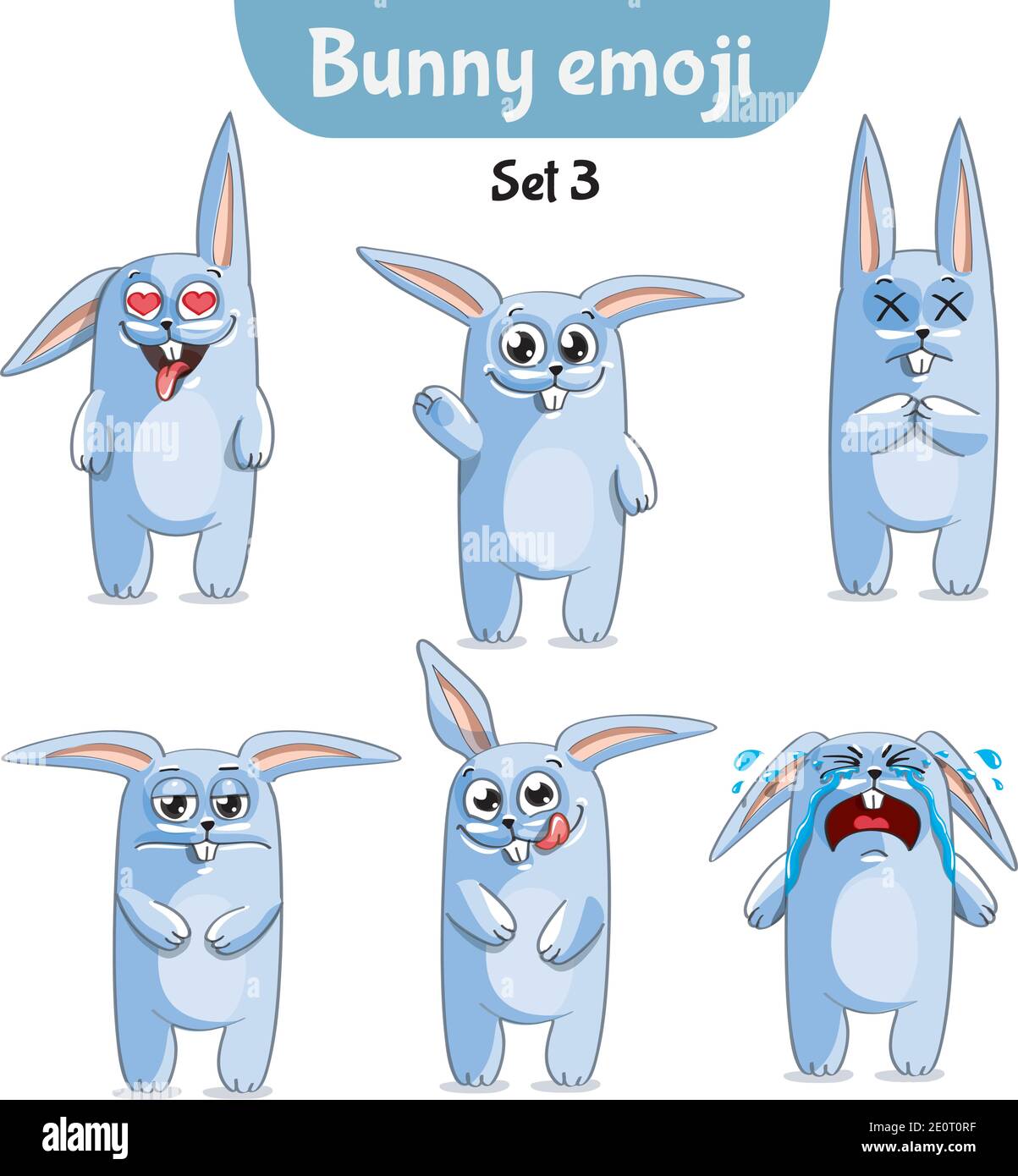 Vector set of cute rabbit characters. Set 3 Stock Vector Image & Art ...