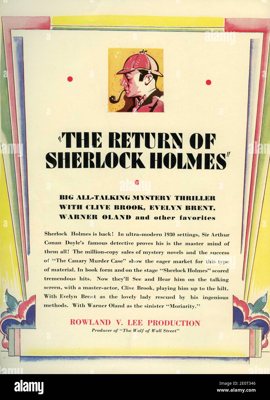 Promotional Artwork for CLIVE BROOK in THE RETURN OF SHERLOCK HOLMES ...