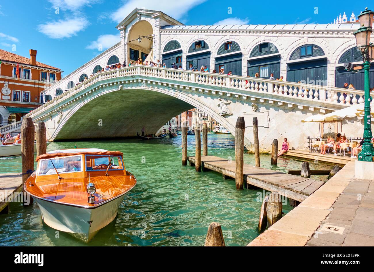 Venice, Italy - June 15, 2018: The Grand Canal and The Rialto Bridge in Venice Stock Photo