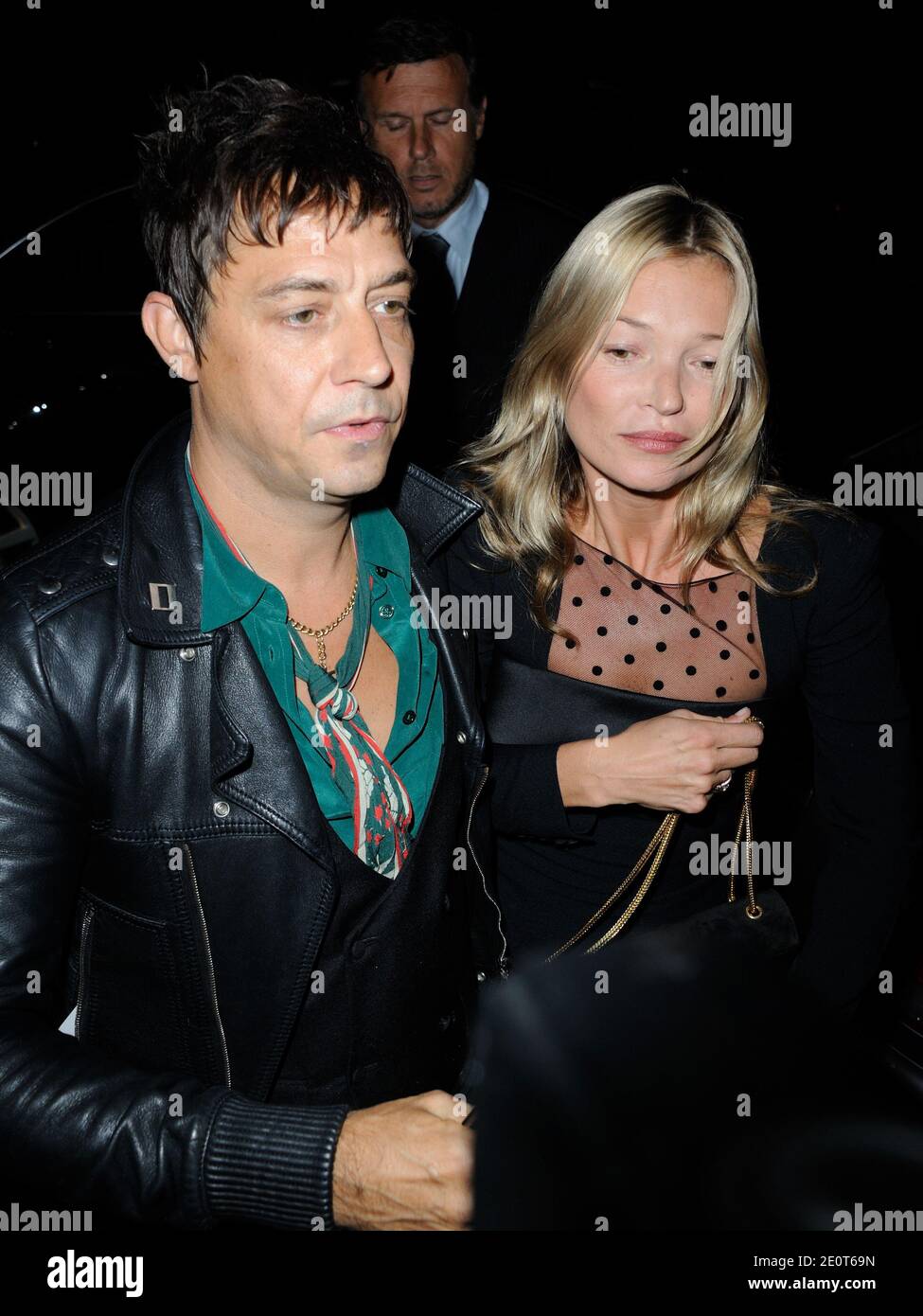 Kate Moss and Jamie Hince arriving for the Saint Laurent Spring-Summer 2013 Ready-To-Wear collection show in Paris, France, on October 1, 2012. Photo by Alban Wyters/ABACAPRESS.COM Stock Photo