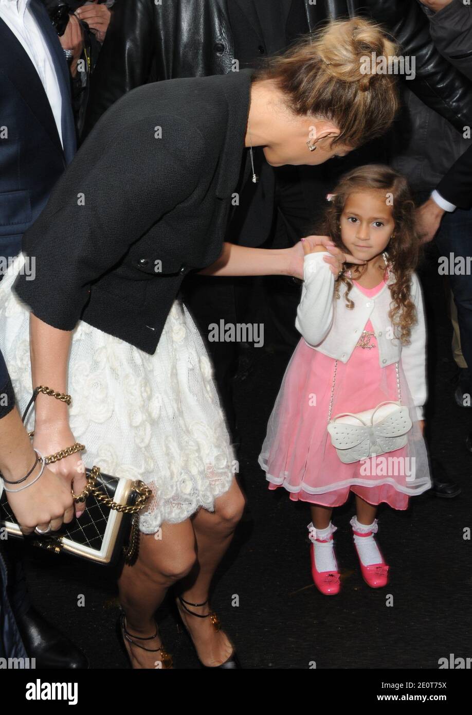 Jennifer Lopez arriving with her daughter Emme at the Chanel Spring-Summer  2013 collection show held at Grand Palais as part of the Paris Fashion Week  in Paris, France on October 2, 2012.