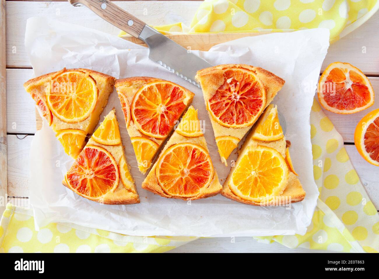 Fruity Sponge Cake With Candied Oranges Stock Photo