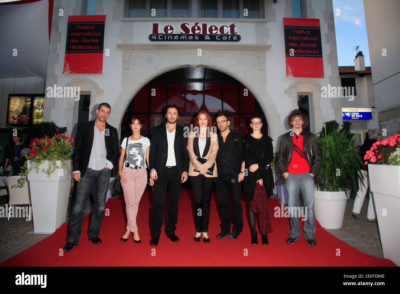Jury's members (L to R) Thierry Neuvic, Elodie Navarre, Michael Cohen, Audrey Fleurot, Cyril Mennegun, Pauline Etienne and Julien Courbey pose for photographers during the opening of the 17th Young Directors International Film Festival in Saint-Jean-de-Luz, France on October 09, 2012. Photo by Jerome Domine/ABACAPRESS.COM Stock Photo