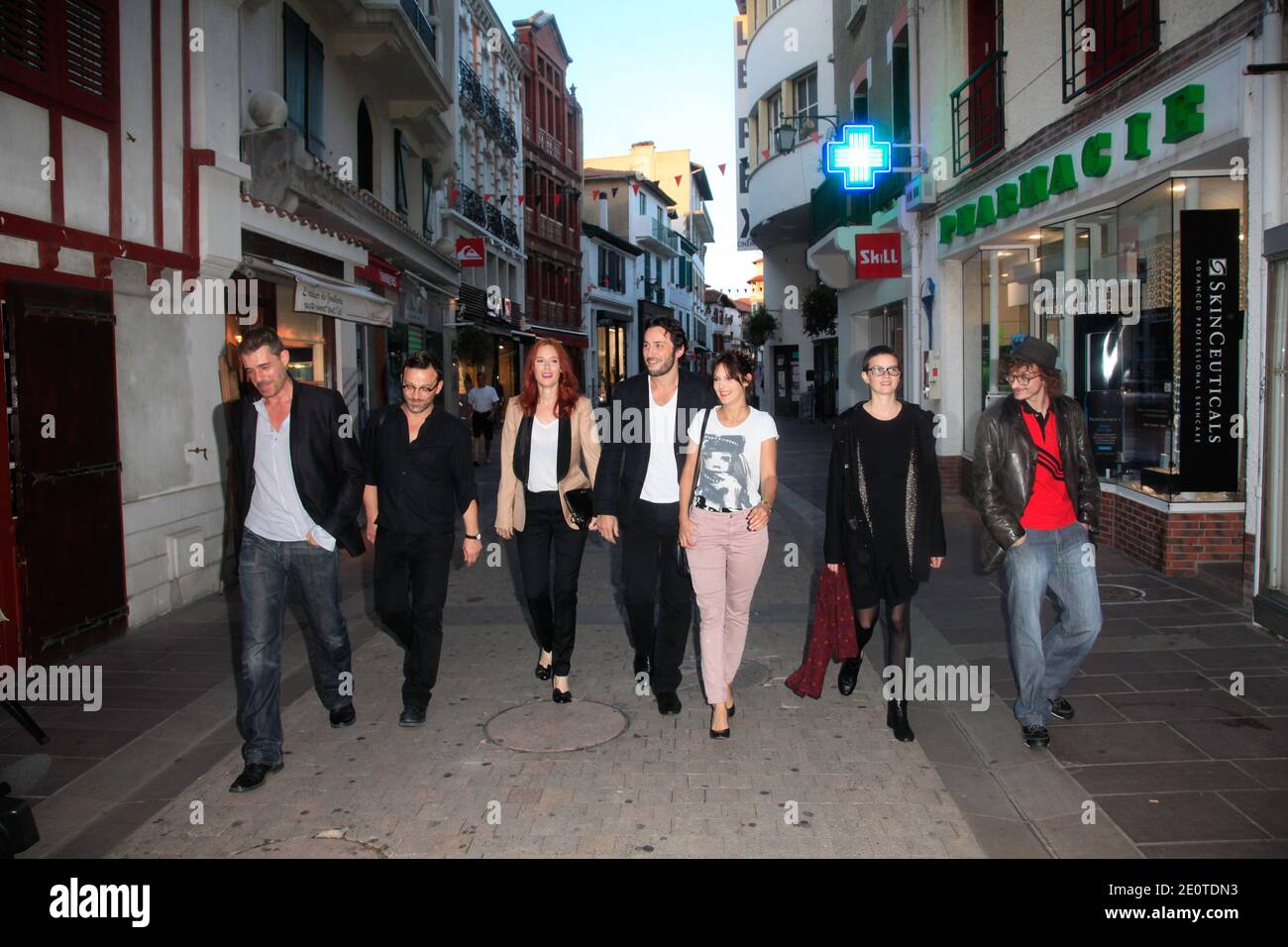Jury's members Audrey Fleurot, Michael Cohen, Julien Courbey, Pauline Etienne, Cyril Mennegun, Elodie Navarre and Thierry Neuvic walking the streets during the opening of the 17th Young Directors International Film Festival in Saint-Jean-de-Luz, France on October 09, 2012. Photo by Jerome Domine/ABACAPRESS.COM Stock Photo