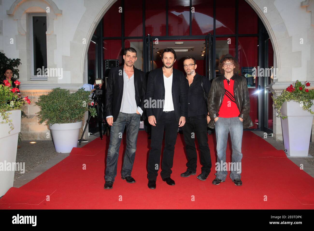 Jury members (L-R) Thierry Neuvic,Michael Cohen, Cyril Mennegun and Julien Courbey pose for photographers at the opening of the 17th Saint-Jean-de-Luz Young Directors International Film Festival, in Saint-Jean-de-Luz, France on October 9, 2012. Photo by Jerome Domine/ABACAPRESS.COM Stock Photo